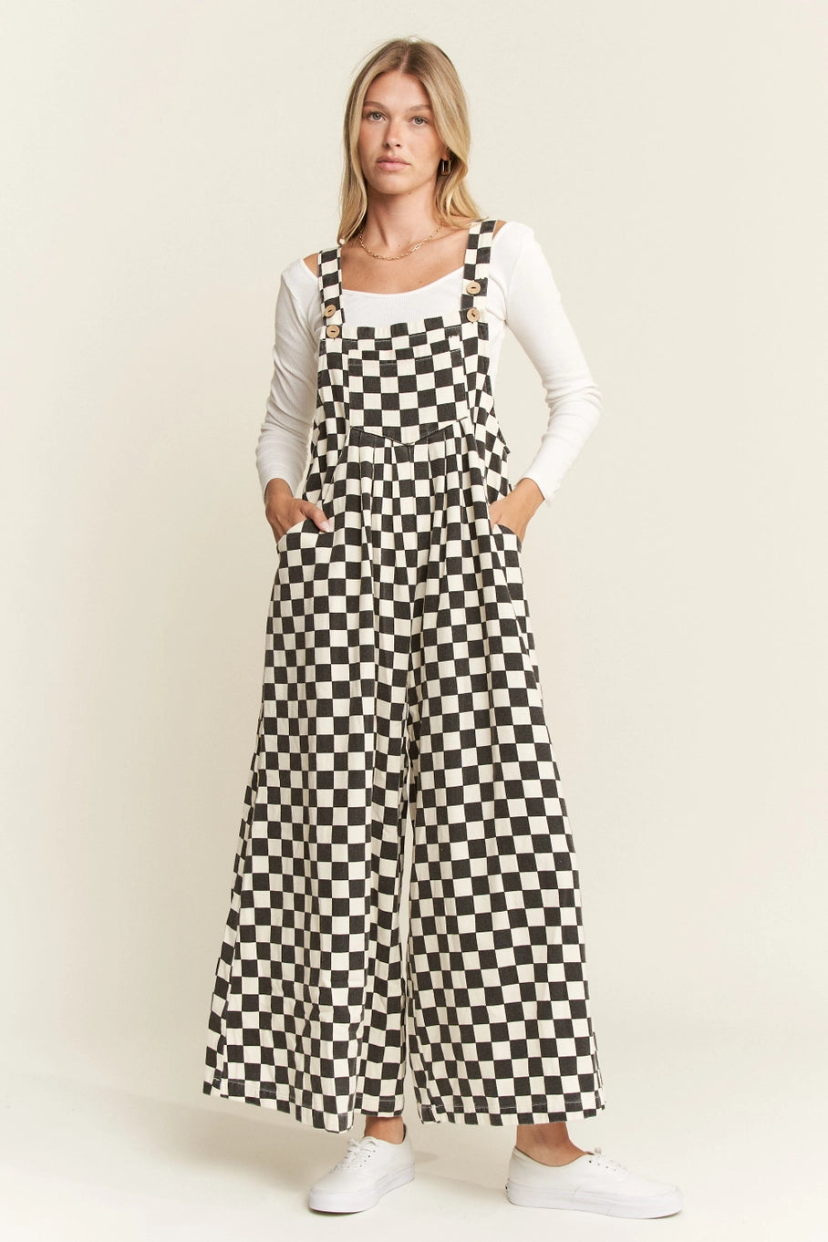 PREORDER- Checkered Wide Leg Overalls