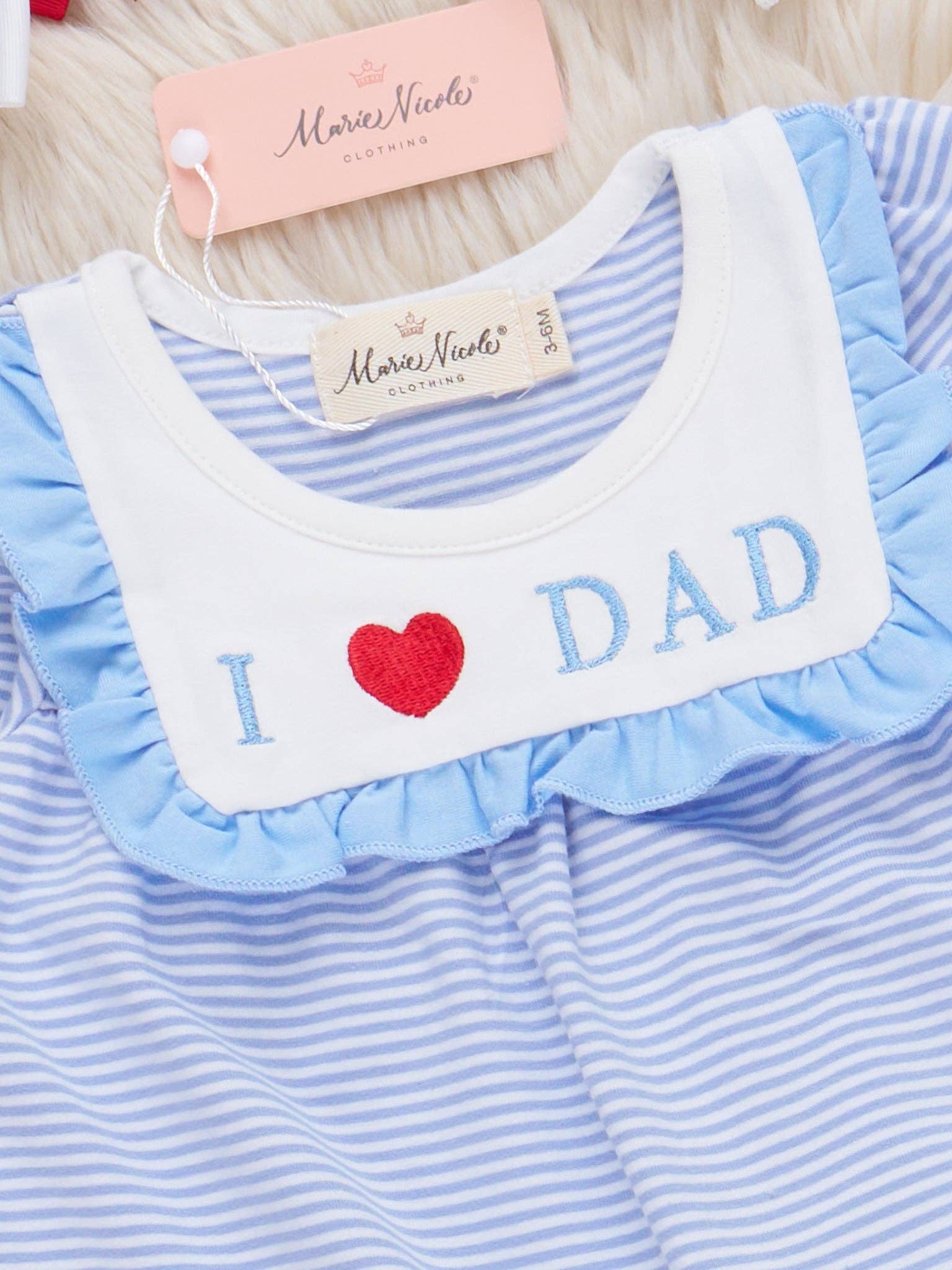 Little Love for Dad Embroidered Ruffle Romper