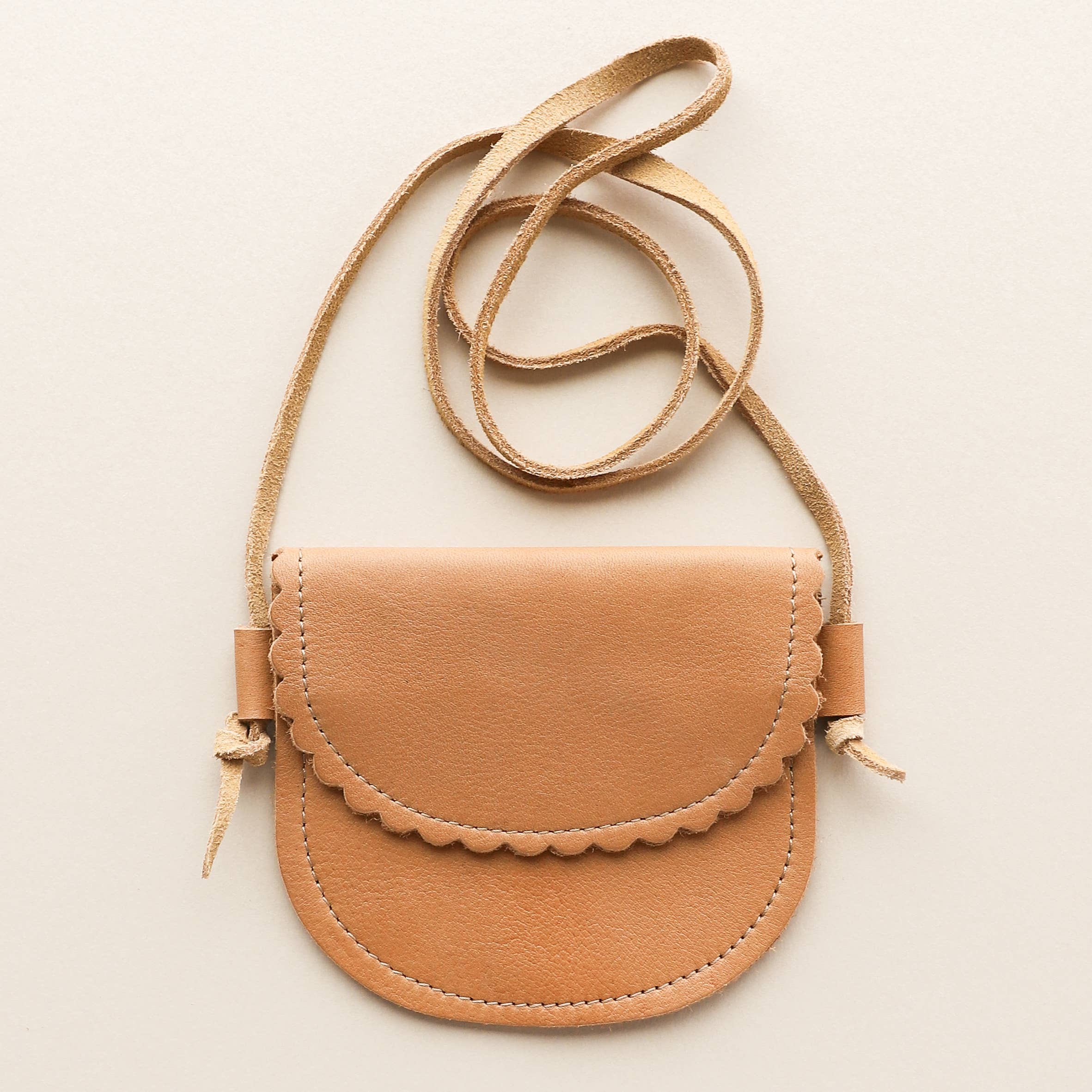 Caramel Scalloped Leather Purse