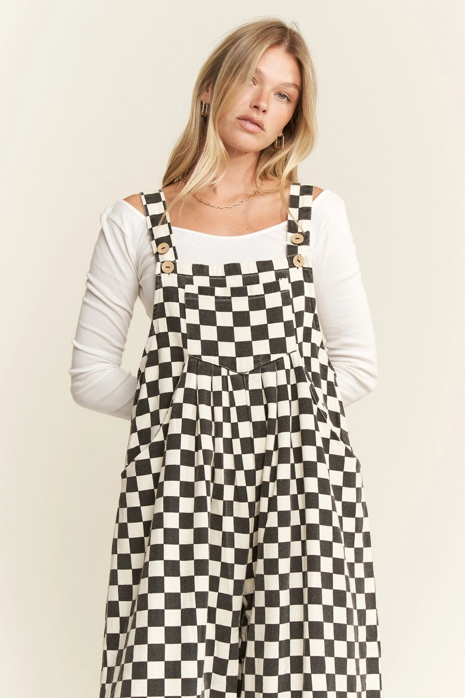PREORDER- Checkered Wide Leg Overalls
