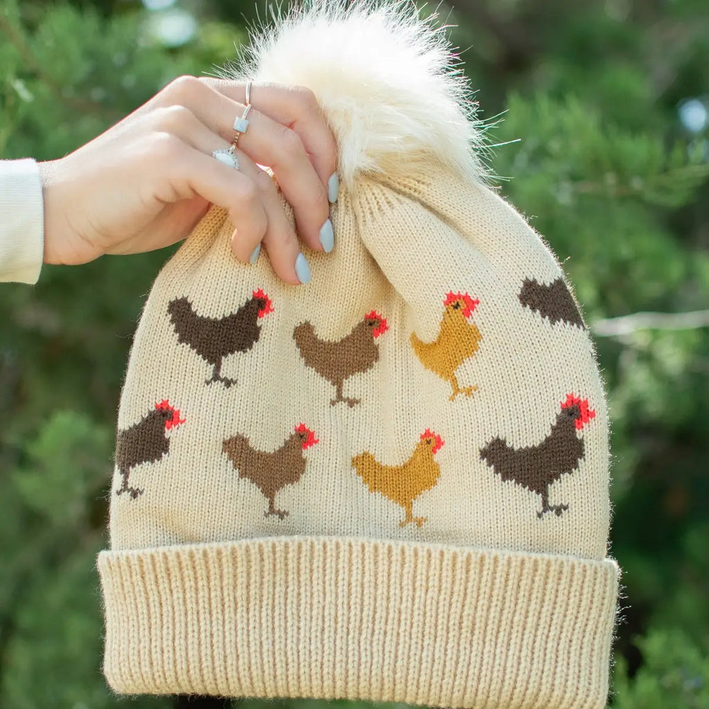 Chicken Knit Pom Beanie