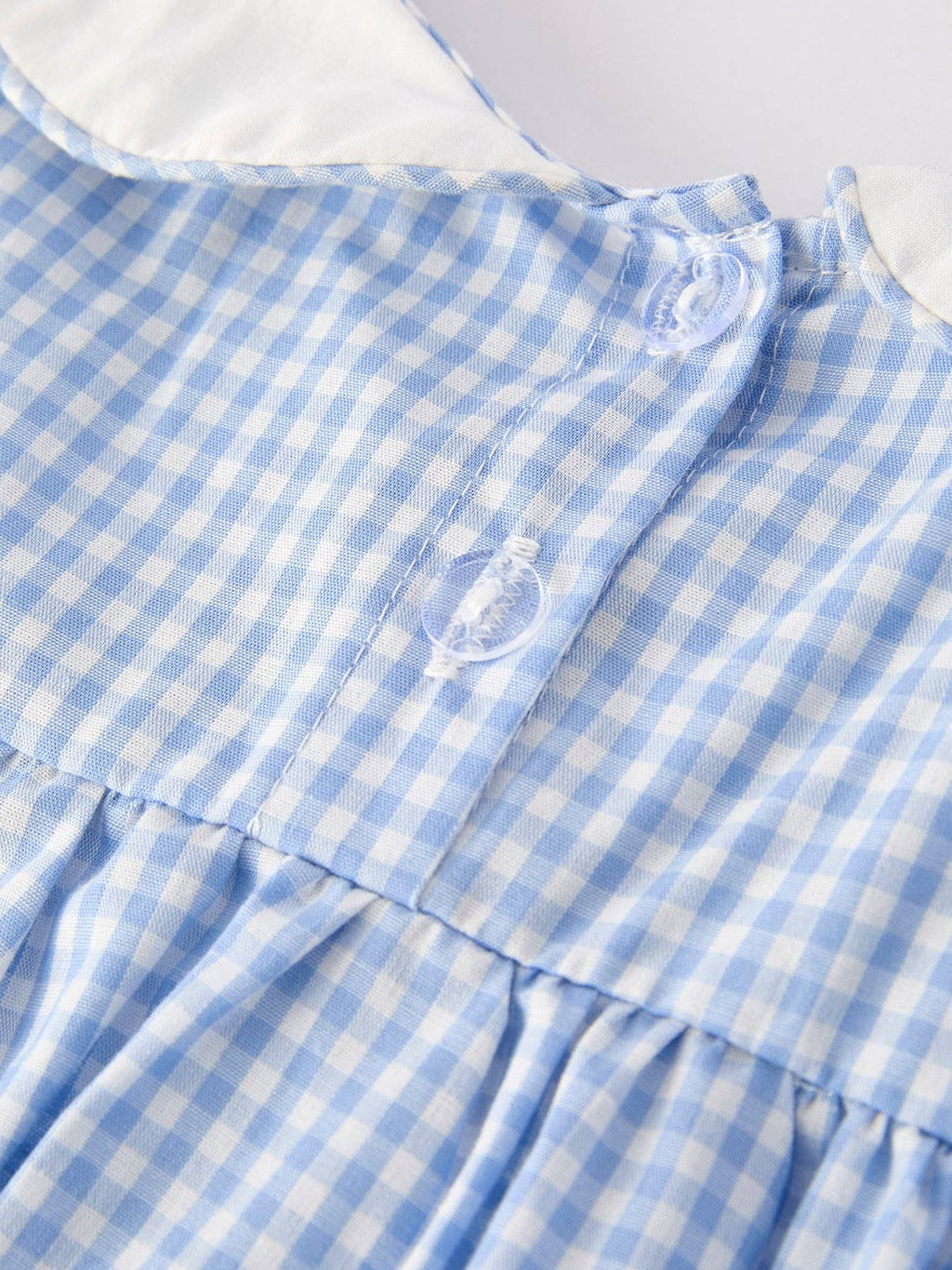 Blue Rabbit Embroidery Plaid Baby Collar Dress