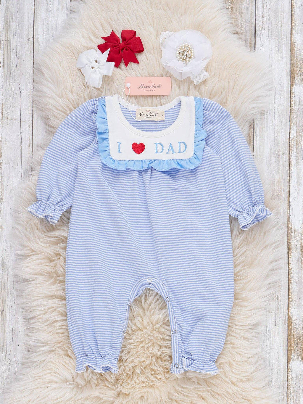 Little Love for Dad Embroidered Ruffle Romper