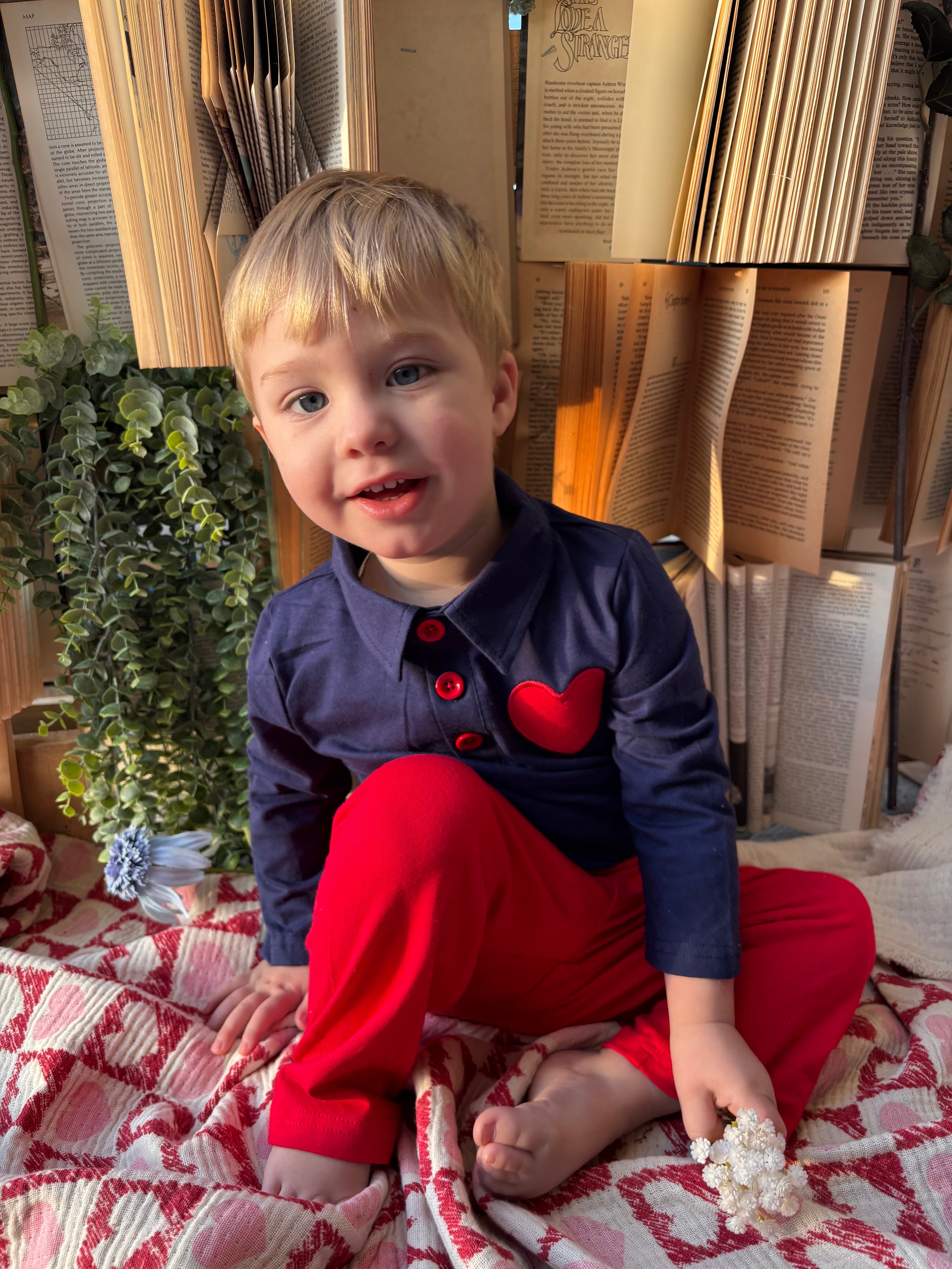 Love Game Embroidered Boys Outfit