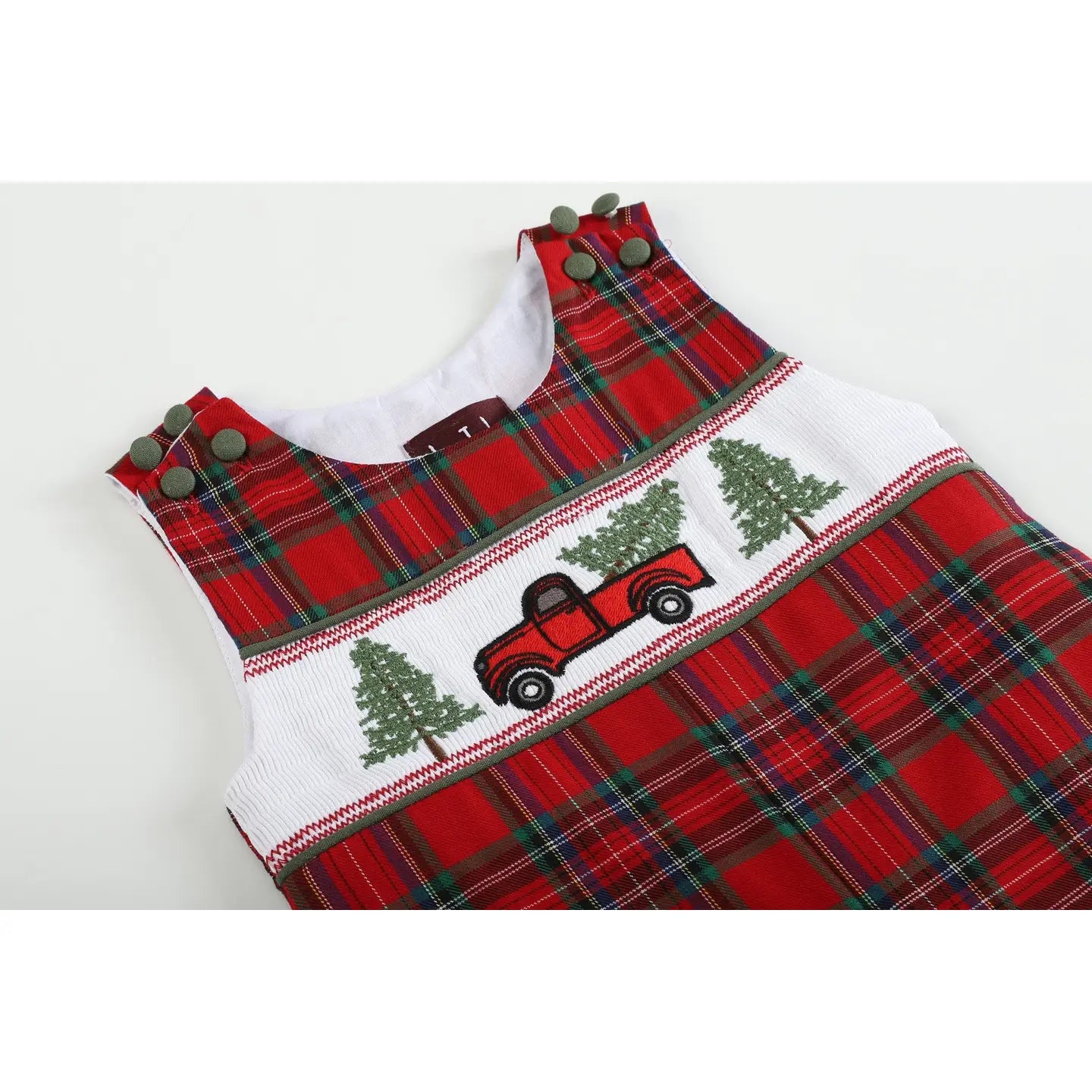 Red Plaid Truck & Tree Overalls