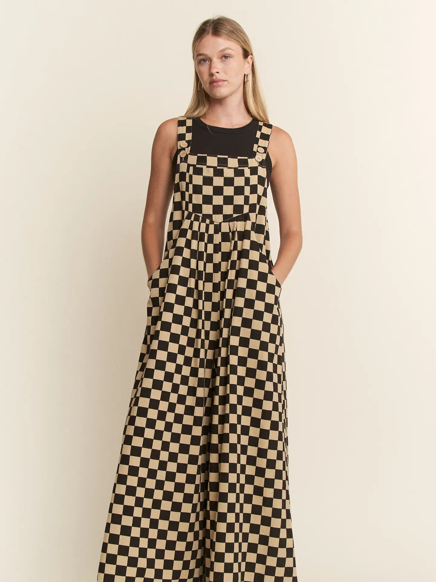 PREORDER- Checkered Wide Leg Overalls