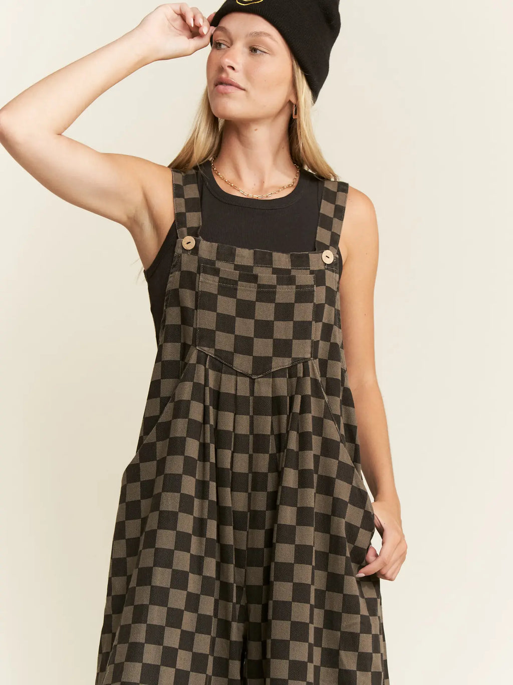 PREORDER- Checkered Wide Leg Overalls
