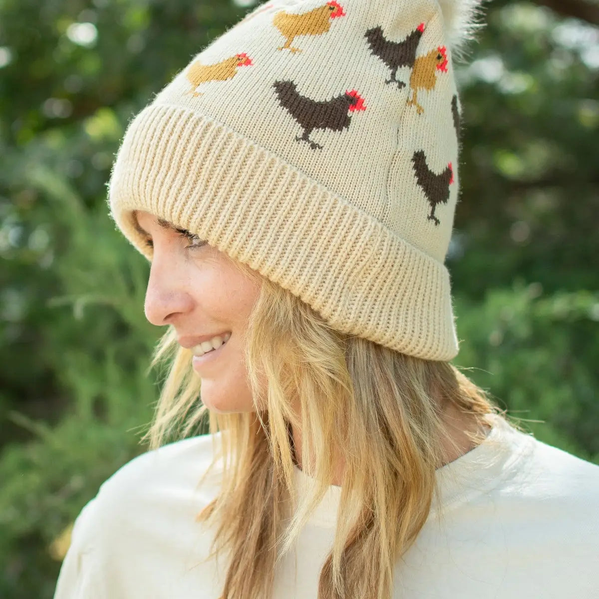 Chicken Knit Pom Beanie