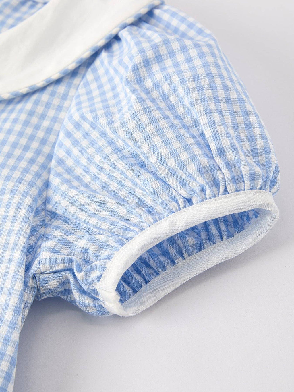 Blue Rabbit Embroidery Plaid Baby Collar Dress