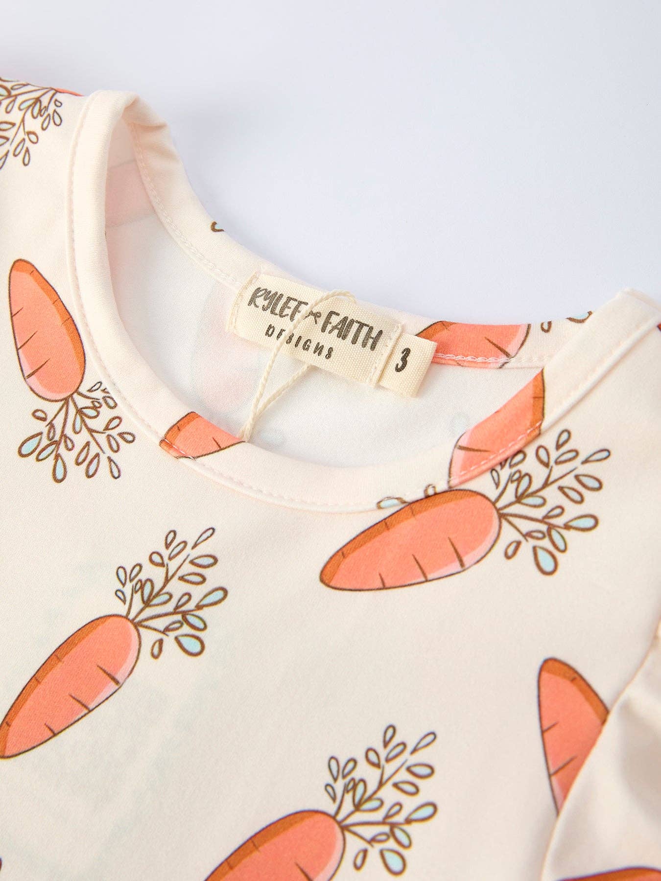 Easter Carrot Print Girls Ruffle Hem Dress