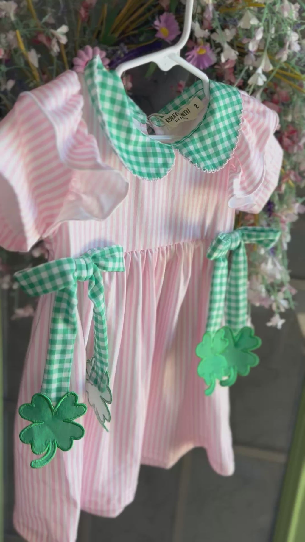 St. Patrick's Day Shamrock Girls' Striped Plaid Dress